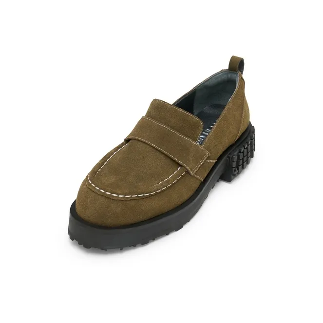 Lost In Echo Loafers Women's Black Brown Worn/Army Green-9