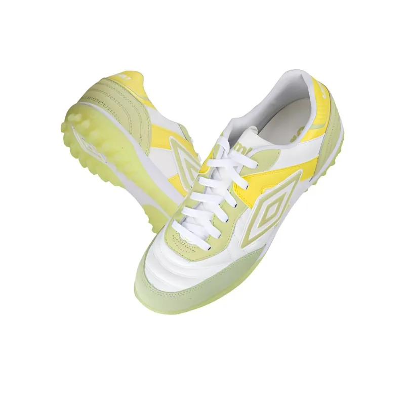 Umbro Speciali TF Turf Slip Resistant Coverage Soccer Shoes Unisex Yellow Green White-4