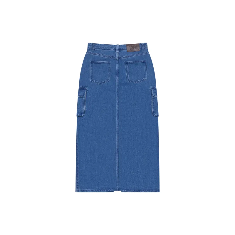 MLB New York Yankees Basic Collection 24FW Denim Long Skirts Women's Indigo-1