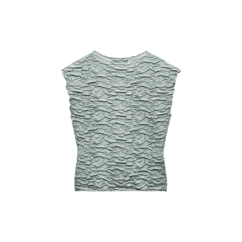 ZARA T Shirt Women's Gray Green-1