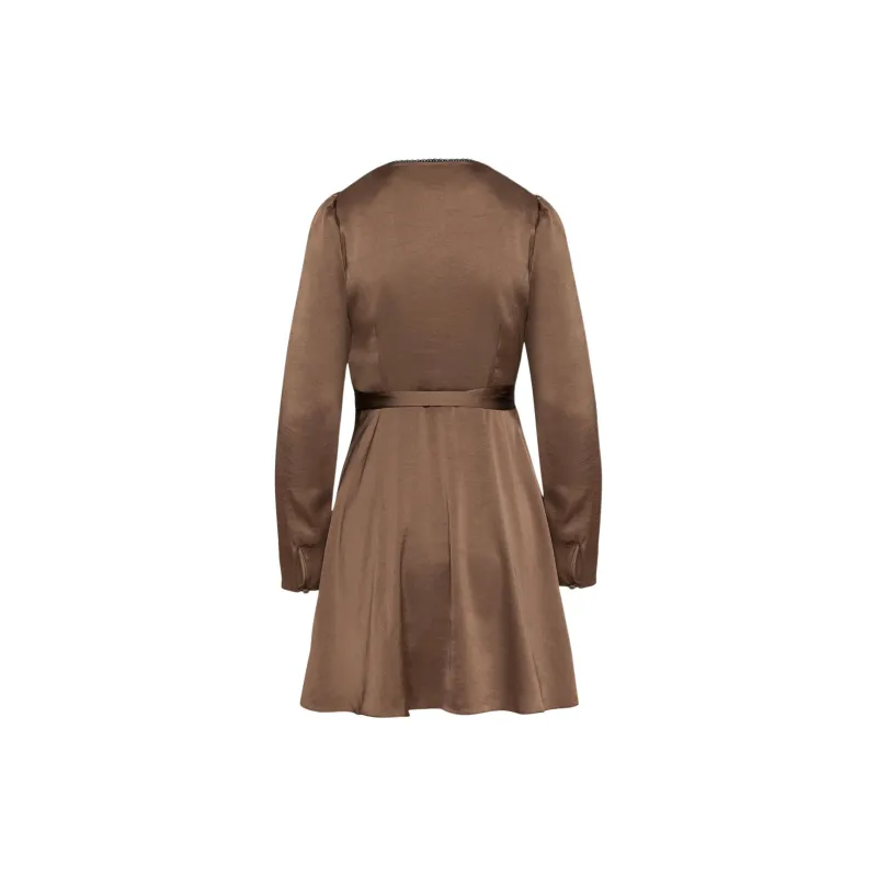 ARITZIA Wilfred Mademoiselle Satin Longsleeve Dress Long-Sleeved Dresses Women's Cocoa Bean-1