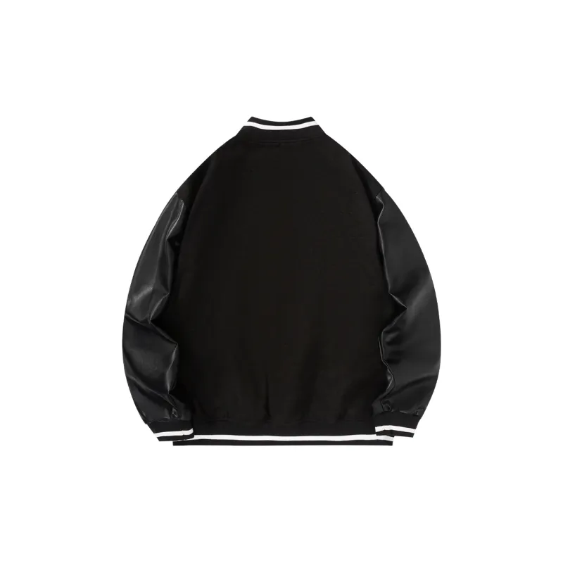 Suamoment Jacket American Casual Loose Fit Baseball Jacket Coat Unisex-1
