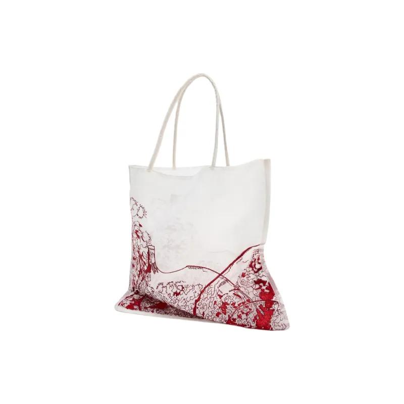 ZARA Polyester Tote Bag Shopping Bag Handbag Large Size Women's Red White-2