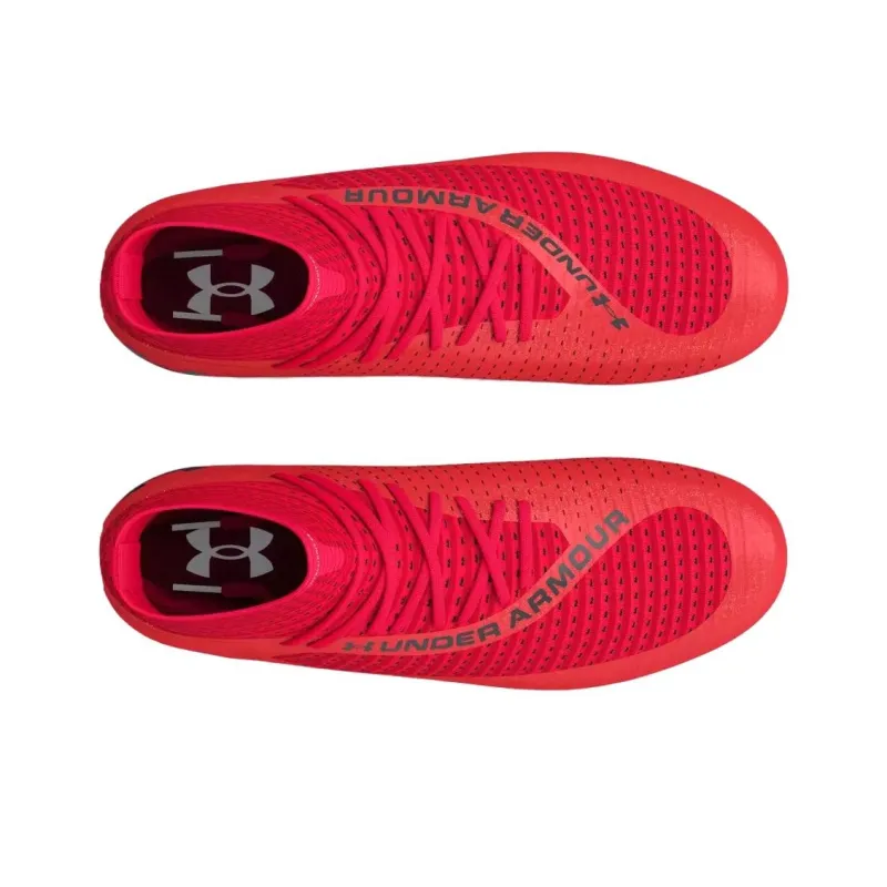 Under Armour MG Rubber Short Studs Breathable Soccer Shoes Men's Red-2