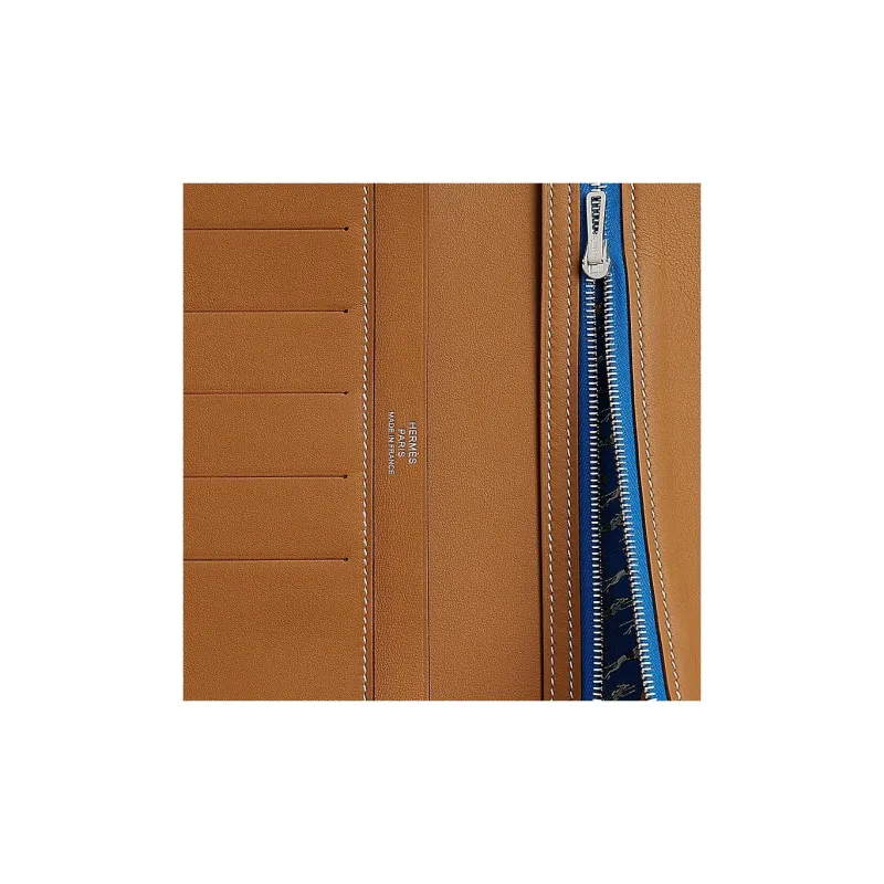 HERMES Citizen Twill Calfskin Wallet Men's Gold-2