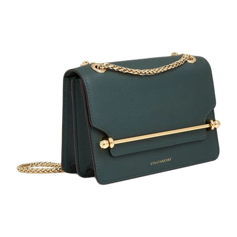 Strathberry Smooth Calf Leather Shoulder Bag Crossbody Bag Mini Women's Dark Green-1
