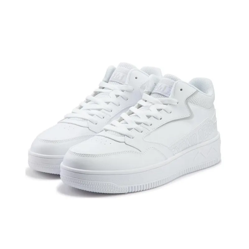361° Anti Slip Wear Resistant Mid Top Skateboard Shoes Men's White-2