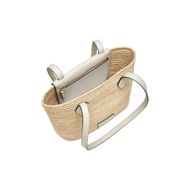 Strathberry Grained Calfskin Pinyali Grass Handbag Shoulder Bag Small Size Women's Natural & White-3