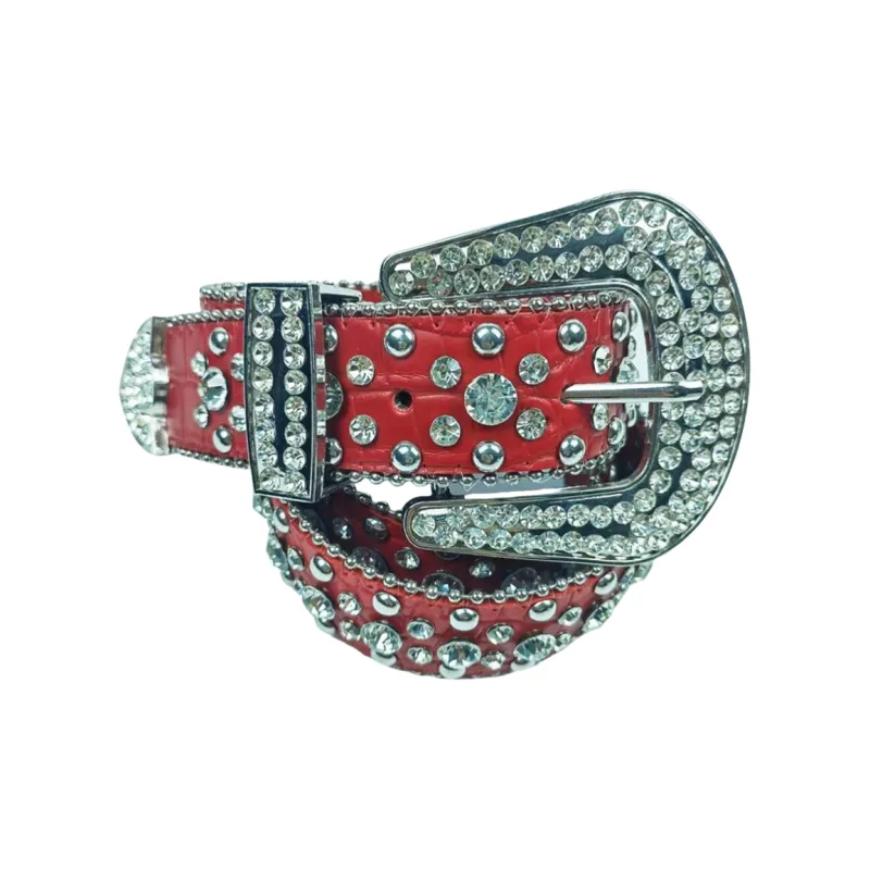 Emperor Penguin Rhinestone Korean Style Jeans With Crystal Inlay Decoration PU Leather Belts Women's 3.8cm-2
