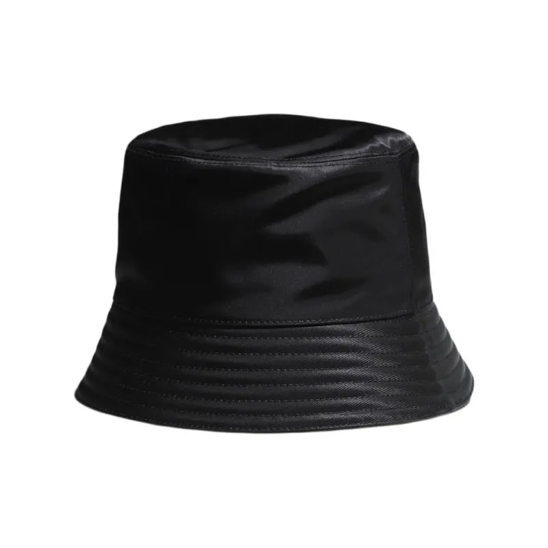 PRADA Nylon Enamel Metal Cotton Bucket Hats Women's Black-1