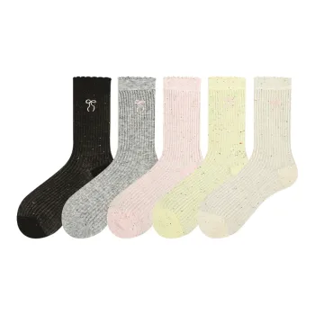 COTTON CHEESE Mid Calf Socks Unisex 5 Pack
