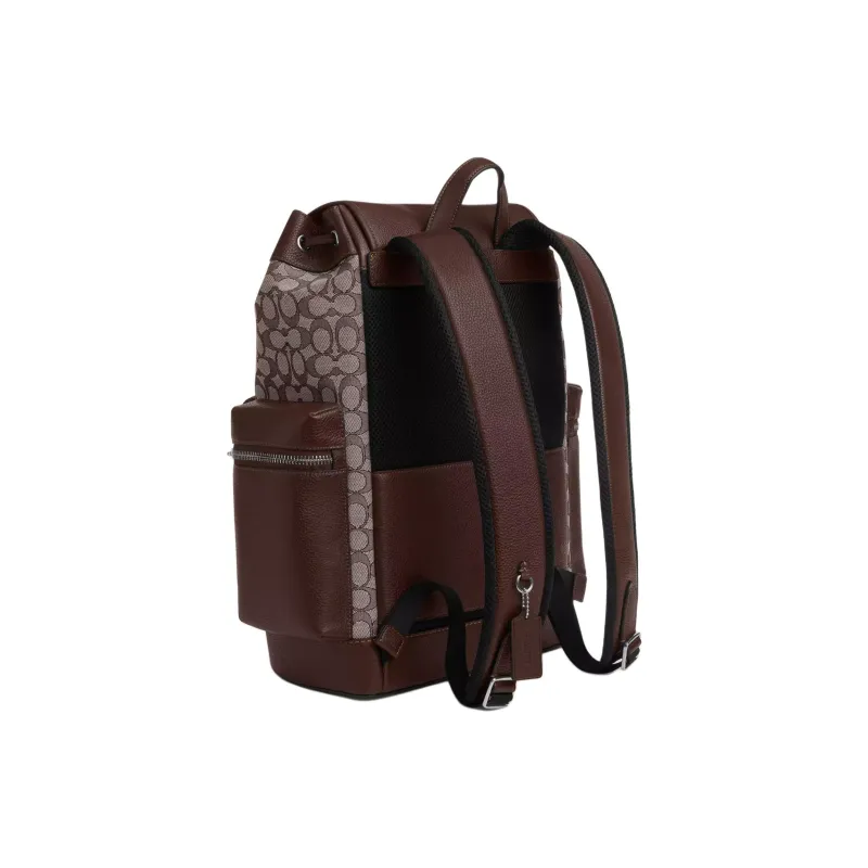 COACH Sprint Leather Backpack Large Size Men's Brown Multicolor-1