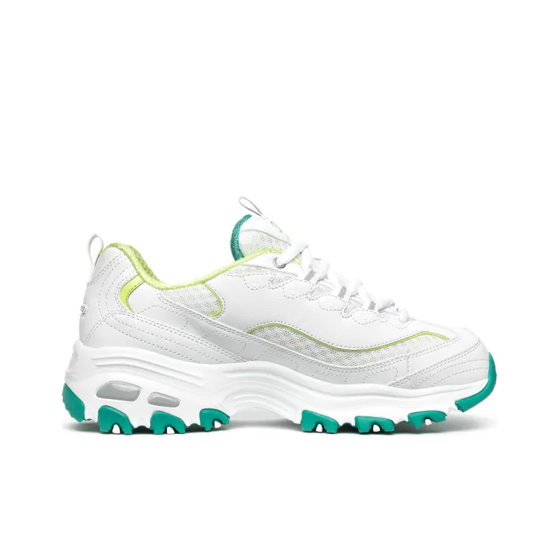 Skechers D'LITES 1.0 Anti Slip Wear Resistant Low Top Chunky Sneakers Women's White Green-2