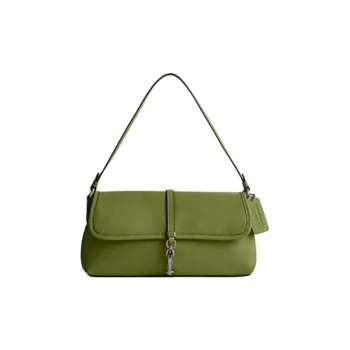 COACH Hamptons Tanned Leather Handbag, Shoulder Bag Women's Dark Lime Green