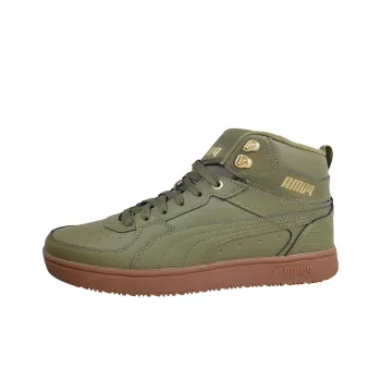 PUMA Rebound Layup Rugged Cushioning Wear Resistant High Top Skateboard Shoes Unisex Green