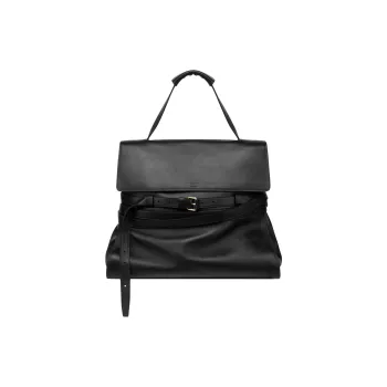 MOSCHINO Sheepskin Handbag Shoulder Bag Large Size Women's Black