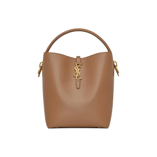 SAINT LAURENT Calfskin Bucket Bag Portable Crossbody Bag Shoulder Bag Women's Brown