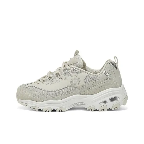 Skechers DLITES Anti Slip Wear Resistant Low Top Chunky Sneakers Women's Gray Silver