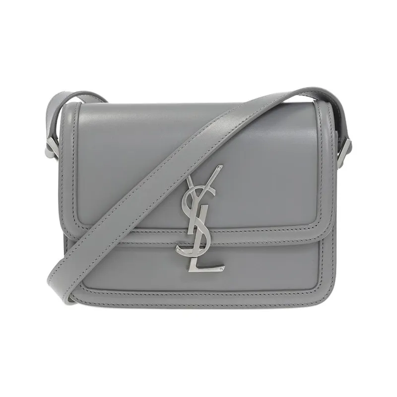 SAINT LAURENT SOLFERINO Leather Crossbody Bag Shoulder Bag Women's Gray-0
