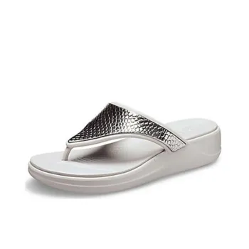 Crocs Abrasion-Resistant Slip-Resistant Flip Flops Women's Silver