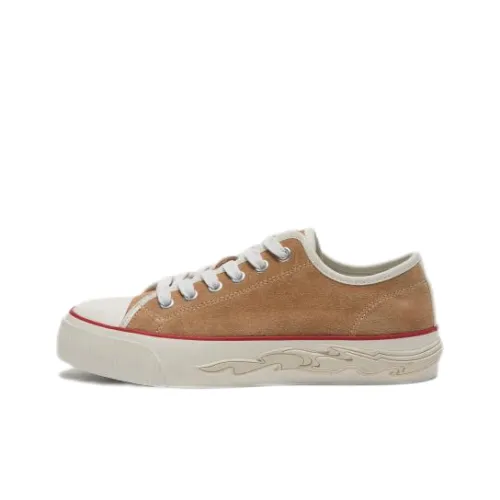 Sandro Low Top Canvas Shoes Women's Beige Yellow