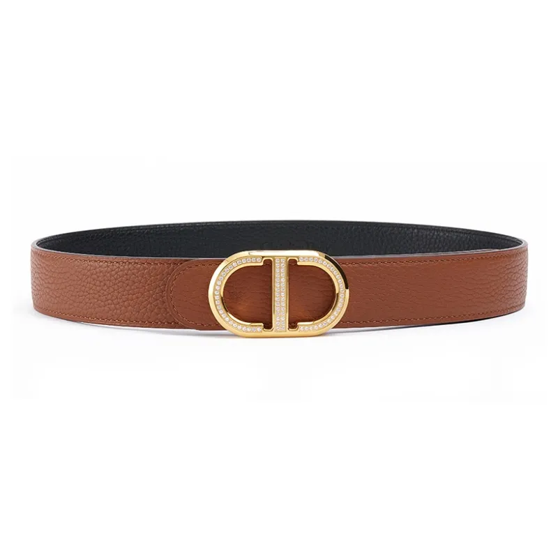 Chrisdien Deny Togo Calfskin Leather Belts Men's Width 3.5cm-4