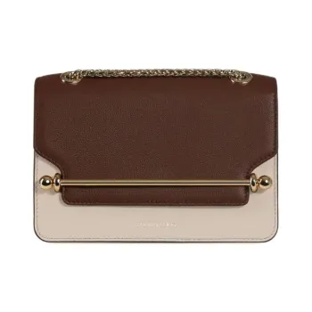Strathberry Calfskin Crossbody Bag Mini Women's Beige & Burgundy