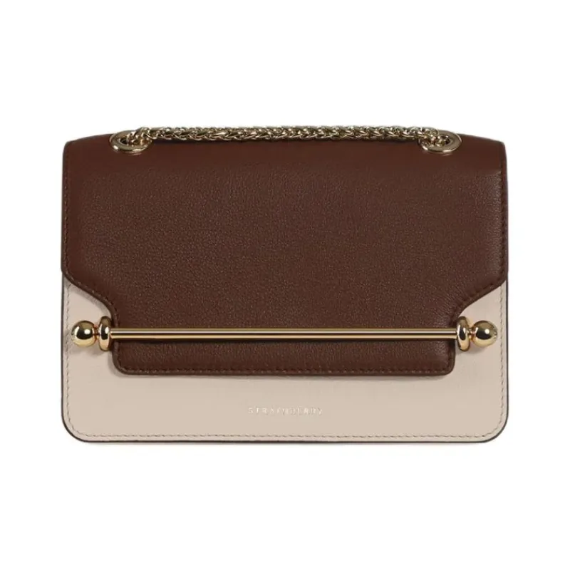 Strathberry Calfskin Crossbody Bag Mini Women's Beige & Burgundy-0