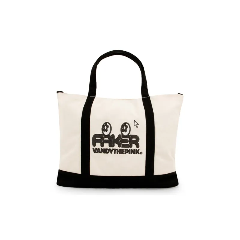 Vandy The Pink Canvas Handbag Regular Unisex Black White-0