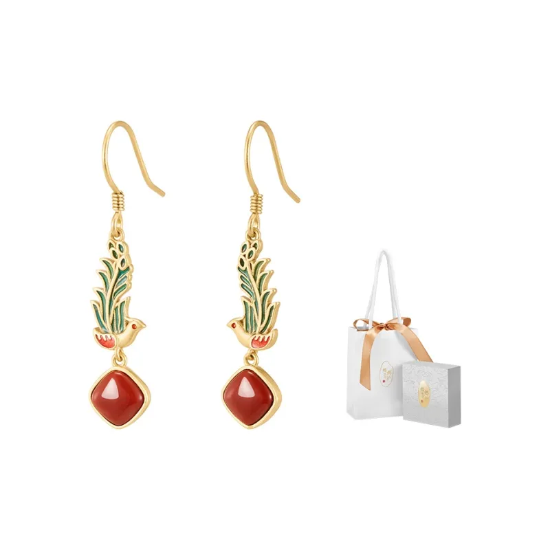 MAMADESHOUHU Agate Jade Earrings Women's-3