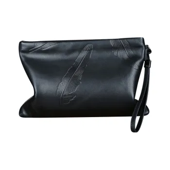 DOSRFINI Cow Leather Clutch Medium Size Men's Black