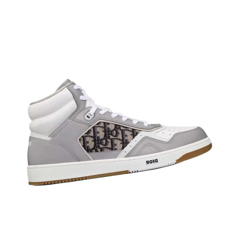 DIOR B27 High Top Gray White Beige Black DIOR Oblique Jacquard-2