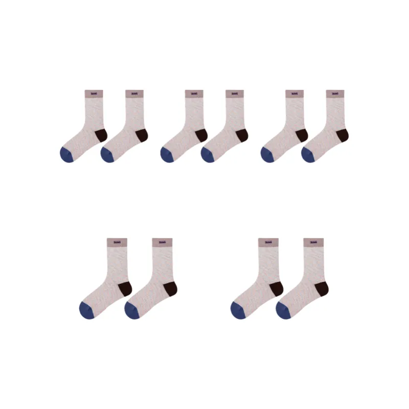 Vine Color Mid Calf Socks Women's 5 Pack Ivory-1
