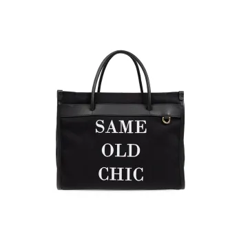 MOSCHINO Fabric With Leather Tote Bag Shopping Bag Shoulder Bag Crossbody Bag Handbag Women's Black