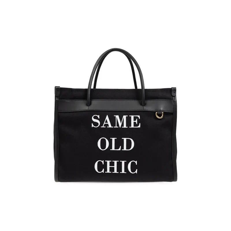 MOSCHINO Fabric With Leather Tote Bag Shopping Bag Shoulder Bag Crossbody Bag Handbag Women's Black-0