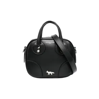 Maison Kitsune Calfskin Camera Bag, One Shoulder Handbag, Crossbody Bag Women's Black