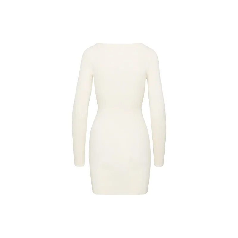 ARITZIA Wilfred Free Cut-Out Knit Longsleeve Mini Dress Long-Sleeved Dresses Women's Heather Birch/Heather Birch-1