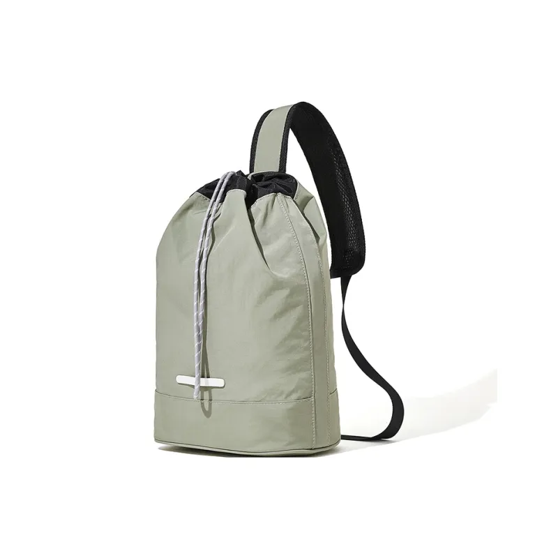 BOSTANTEN Fabric Sling Bag Large Size Unisex Black/Green-6