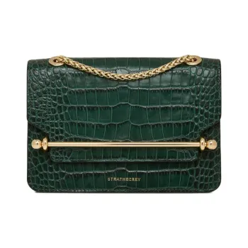 Strathberry Smooth Calf Leather Shoulder Bag Crossbody Bag Mini Women's Dark Green