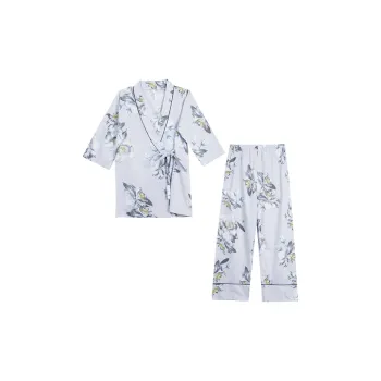 Red Beans At Home Pajama Set Women's Gray