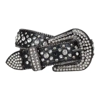 Emperor Penguin Rhinestone Korean Style Jeans With Crystal Inlay Decoration PU Leather Belts Women's 3.8cm