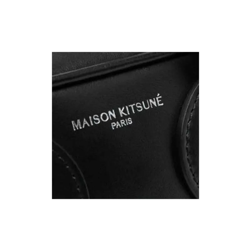 Maison Kitsune Calfskin Camera Bag, One Shoulder Handbag, Crossbody Bag Women's Black-3