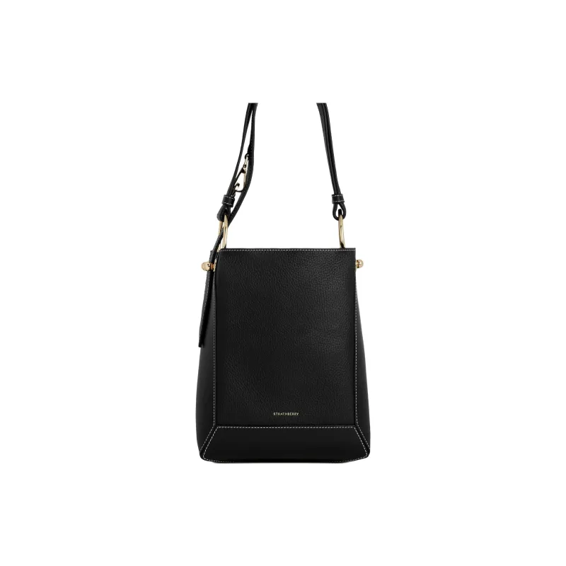 Strathberry Calfskin Bucket Bag Handbag Shoulder Bag Medium Size Women's Black-0