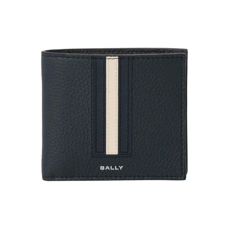 BALLY Calfskin Card Clip Wallets Men's Black-5