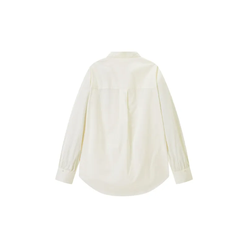 PEACEBIRD Bamboo Rhyme Series Shirts Women's Beige-1