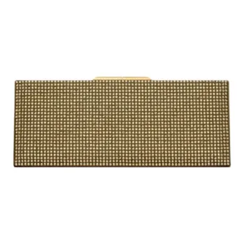 SAINT LAURENT Satin Clutch Bag Over The Shoulder Small Size Women's Gold