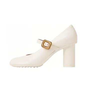 Bottega Veneta Chunky Heel Mary Jane Shoes Women's White