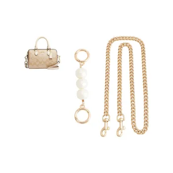Jingxi Iron Chain Coach Mini Boston Crossbody Shoulder Strap Accessories Bag Accessory Women's Gold-Tone/White-Like