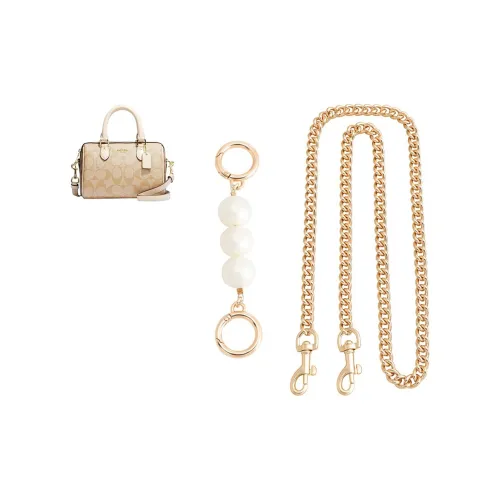Jingxi Iron Chain Coach Mini Boston Crossbody Shoulder Strap Accessories Bag Accessory Women's Gold-Tone/White-Like