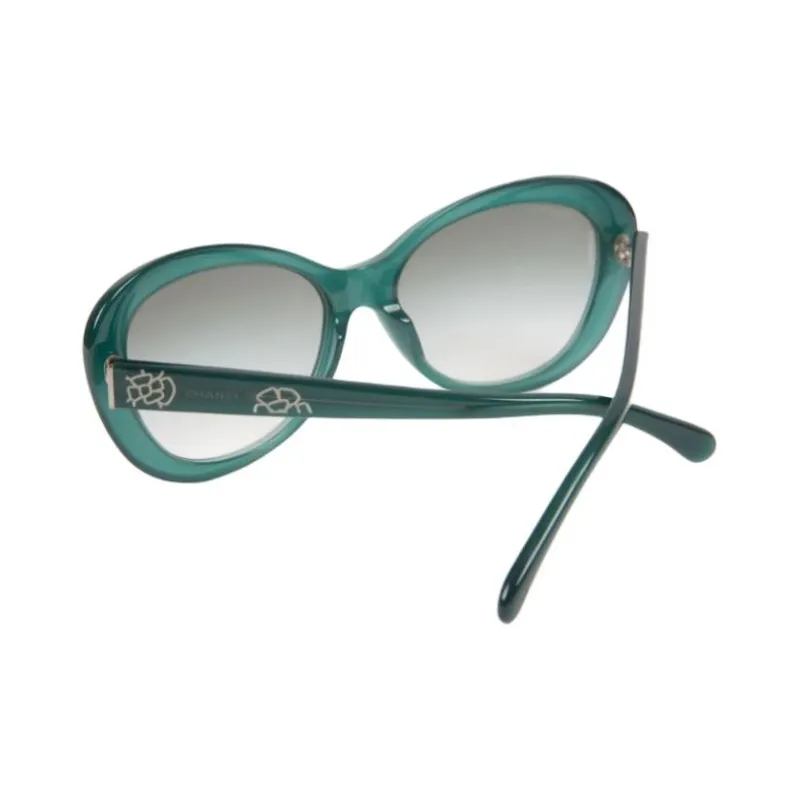 CHANEL 2000s Camellia appliqué Cat eye Sunglasses-3